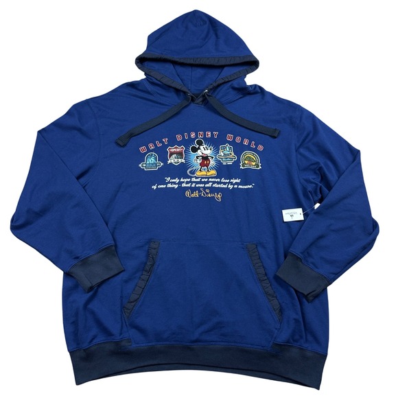 Disney Parks Mickey Mouse Walt Disney World Blue Graphic Hoodie Sweatshirt XL